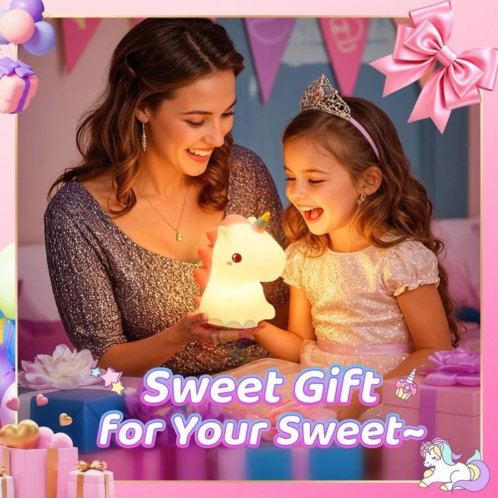 Unicorn Silicone Night Lamp – 7 Color Touch Kids Gift