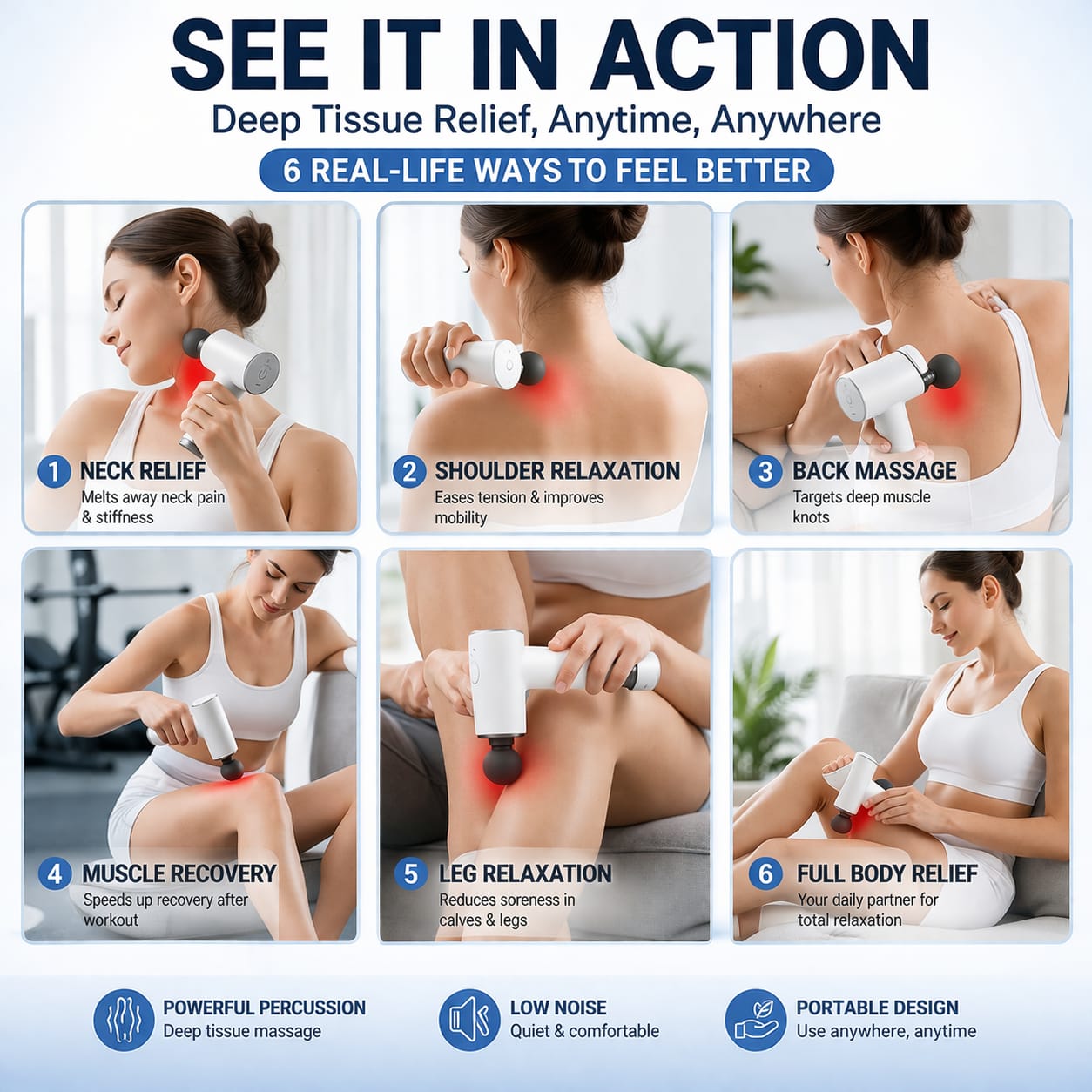 Mini Massage Gun – Deep Tissue Pain Relief & Muscle Recovery (6 Speed)