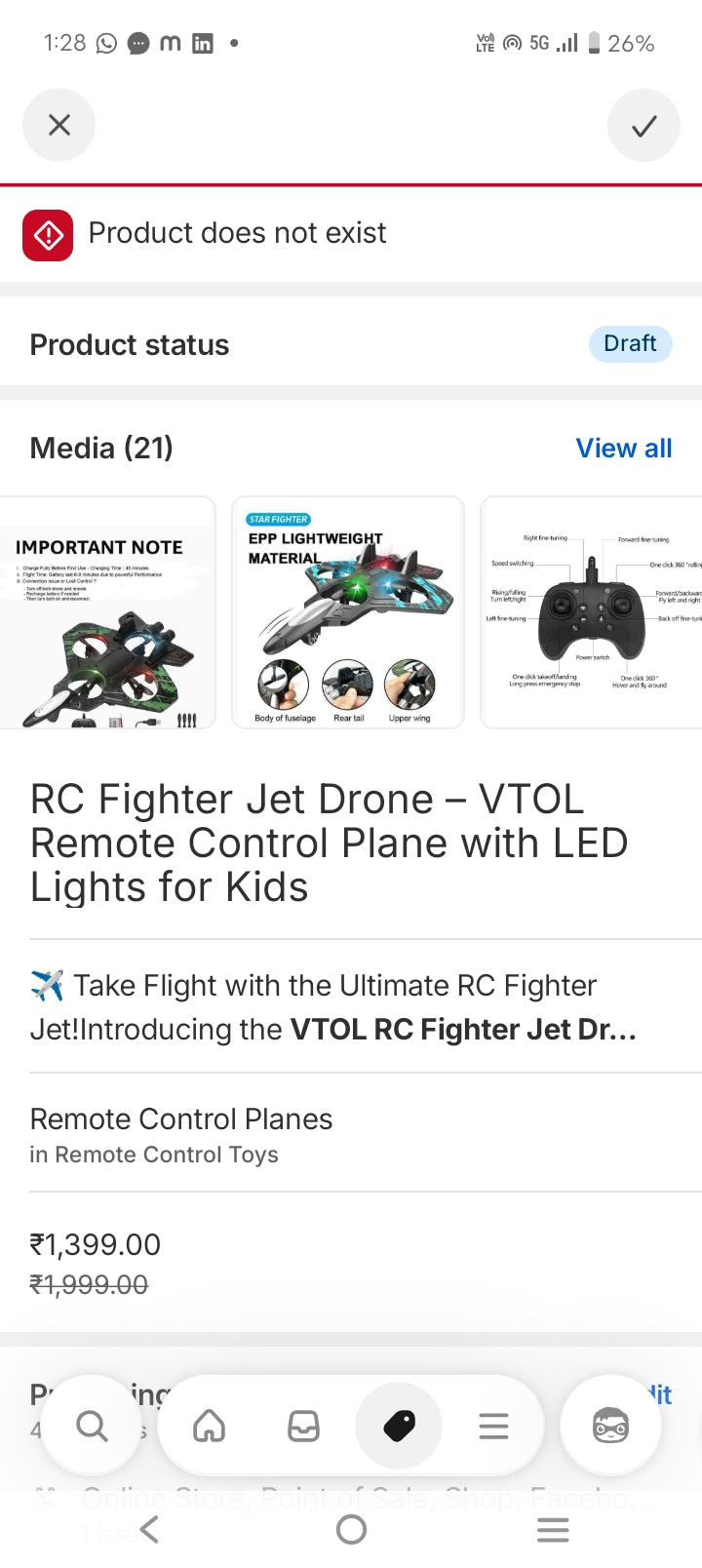 Star Fighter RC Drone – EPP Lightweight Fighter Jet with LED Lights
