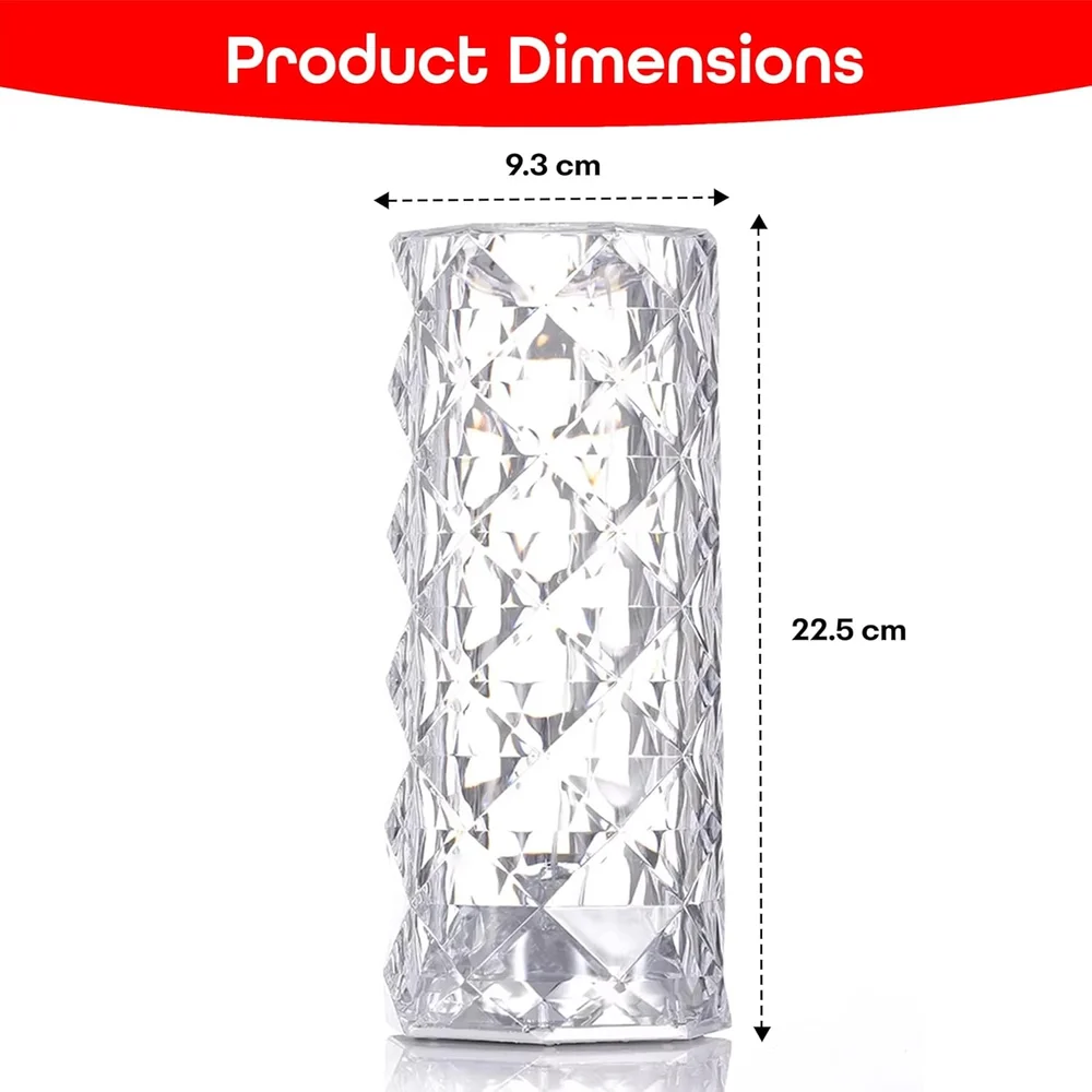 Crystal Diamond Rose Lamp – 16 RGB Touch & Remote