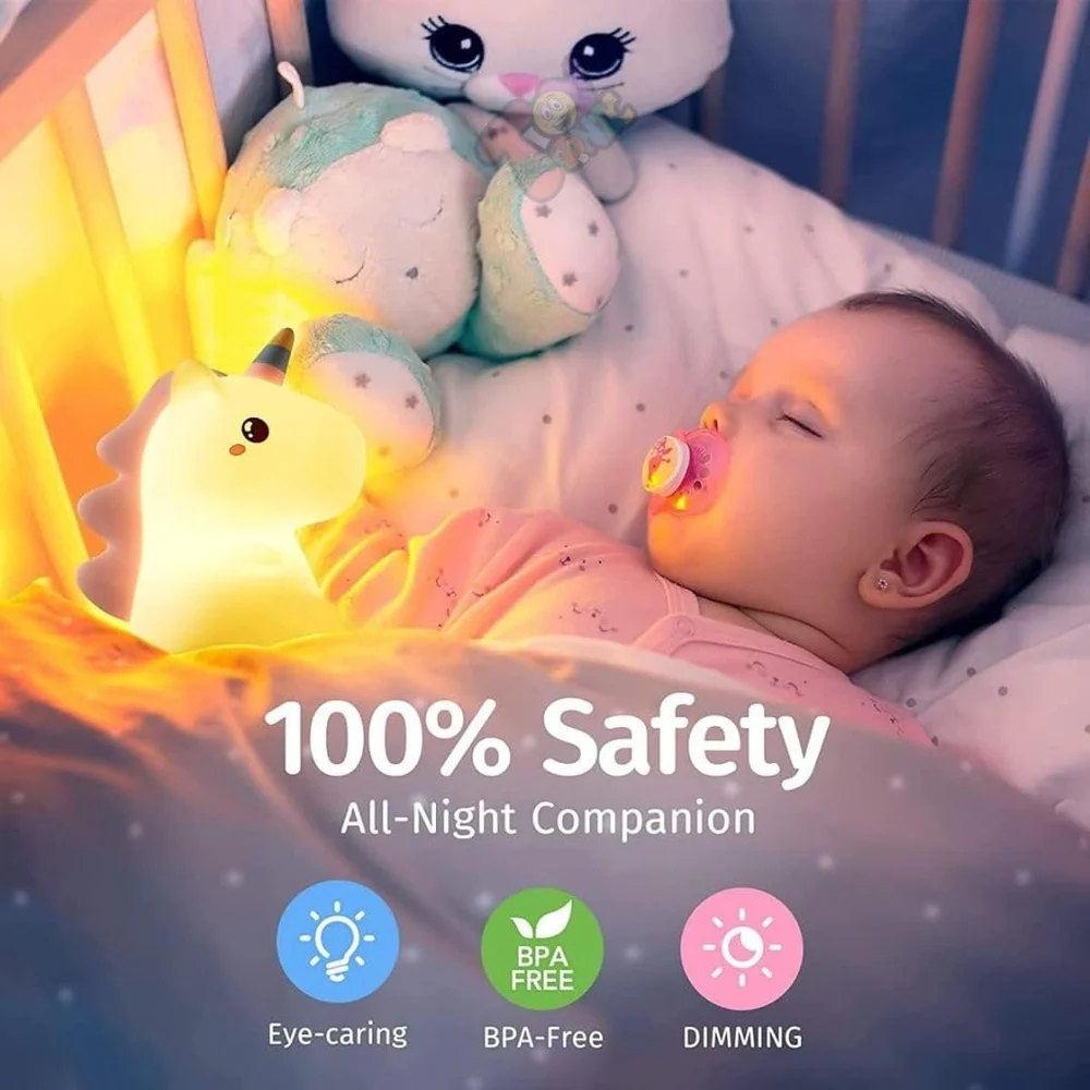 Unicorn Silicone Night Lamp – 7 Color Touch Kids Gift