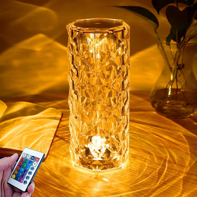 Crystal Diamond Rose Lamp – 16 RGB Touch & Remote