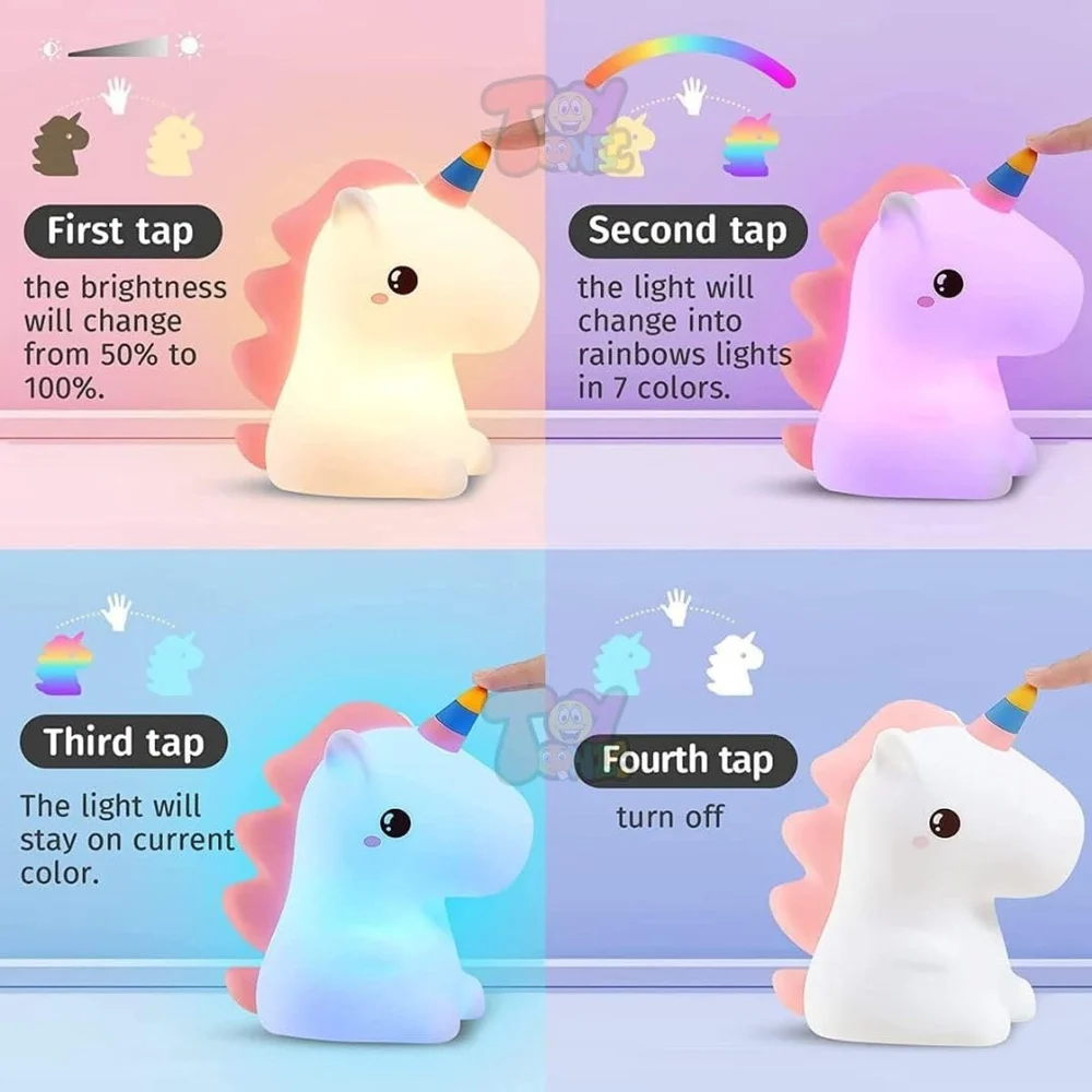 Unicorn Silicone Night Lamp – 7 Color Touch Kids Gift