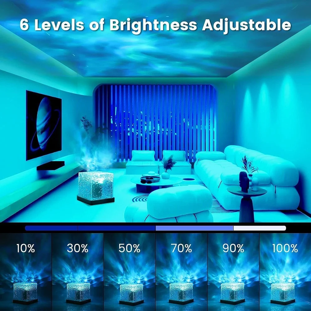 Crystal Water Wave Projector Lamp – 16 RGB Remote
