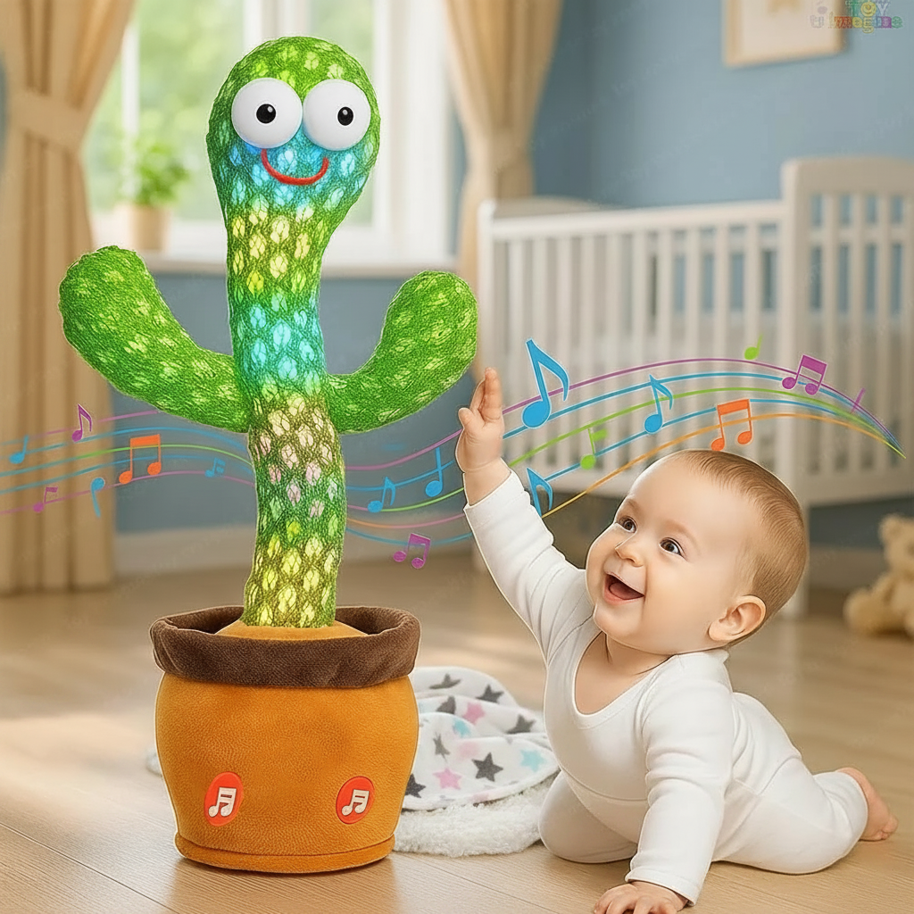 Dancing Cactus Toy lifestyle photo with baby