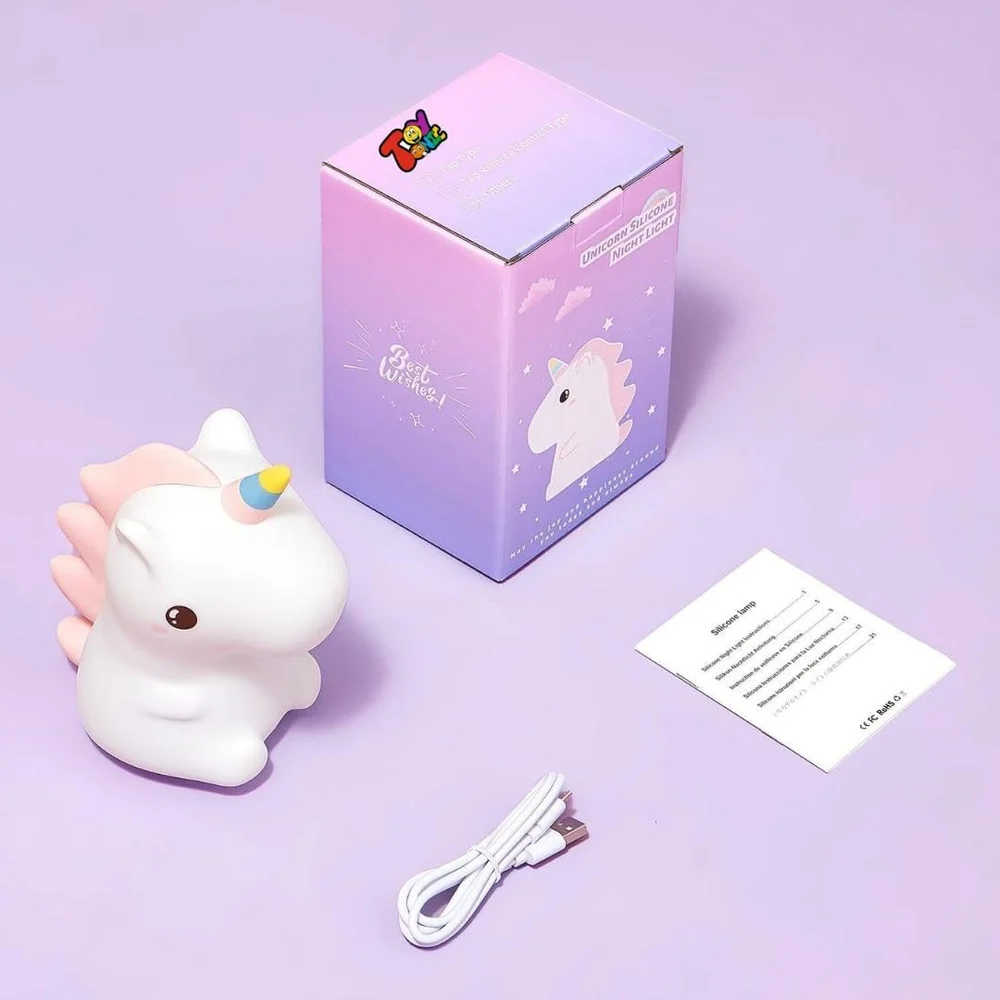 Unicorn Silicone Night Lamp – 7 Color Touch Kids Gift