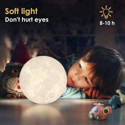 3D Moon Lamp – 7 Color LED Wooden Stand