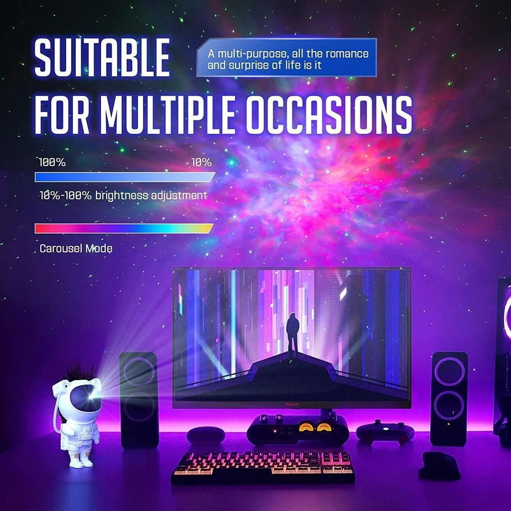Astronaut Galaxy Projector – 8 Nebula Effects & Remote
